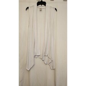 Supernova Vest Womens Medium White Open Front Cardigan Draped Ribbed Made in USA